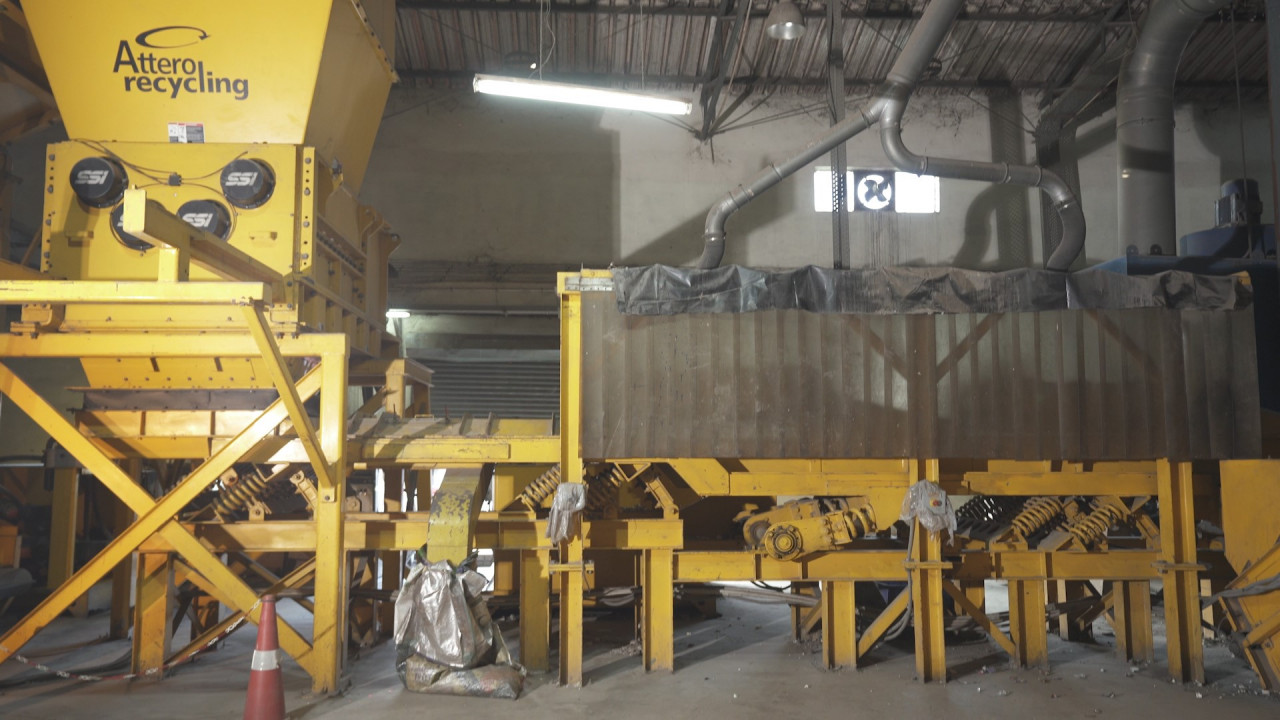An image of recycling machinery at Attero Recycling facility.